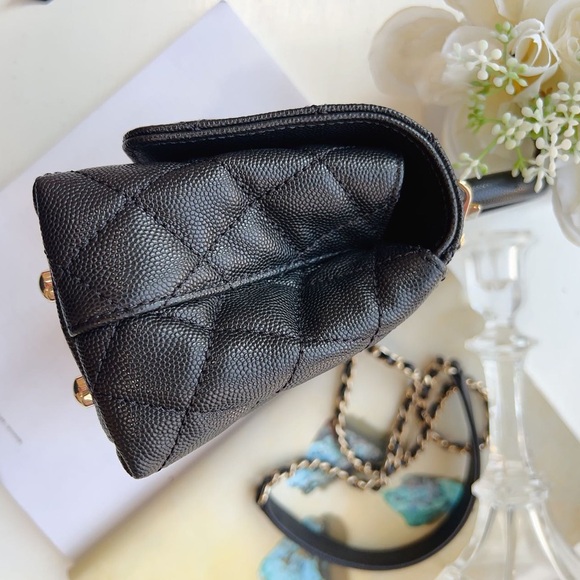 Chanel Mini Flap Bag With Top Handle Caviar & Gold-Tone Metal Black - Picture 8 of 12